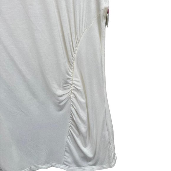H by Bordeaux off white ivory cap sleeve ruched short sleeve tee extra large - Picture 9 of 12
